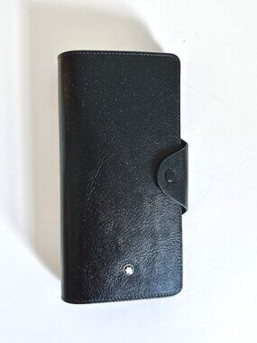 MONT BLANC BLACK GRAIN CREDIT CARD HOLDER POUCH 14 CARDS